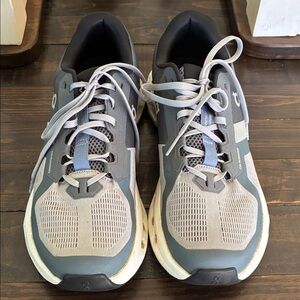 On Running Men's Gray and White Athletic Shoes